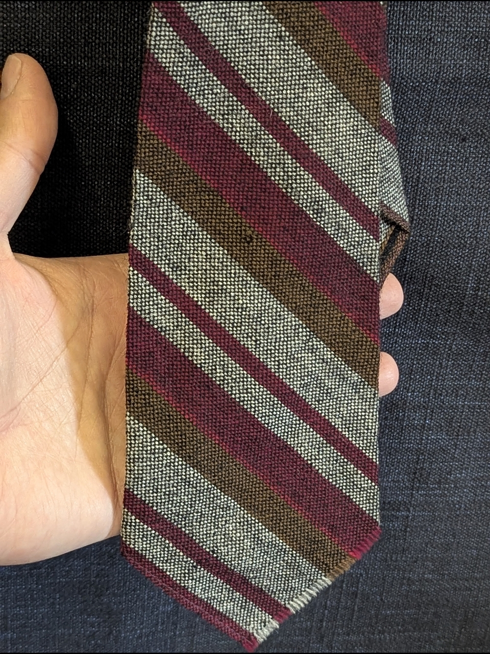 Vintage Karen Bulow Handwoven Pure Virgin Wool Tie